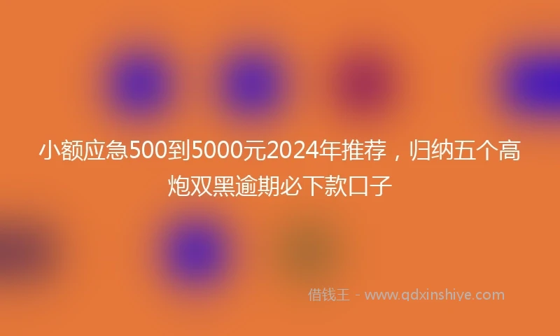 小额应急500到5000元2024年推荐，归纳五个高炮双黑逾期必下款口子