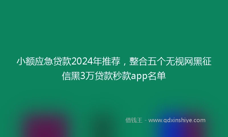 小额应急贷款2024年推荐，整合五个无视网黑征信黑3万贷款秒款app名单
