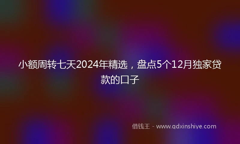 小额周转七天2024年精选，盘点5个12月独家贷款的口子