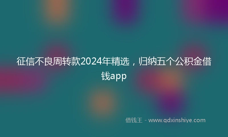 征信不良周转款2024年精选，归纳五个公积金借钱app