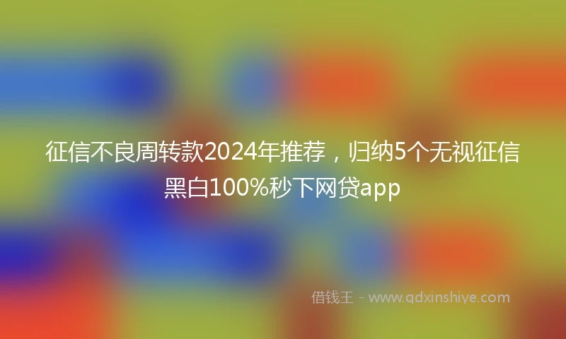 征信不良周转款2024年推荐，归纳5个无视征信黑白100%秒下网贷app