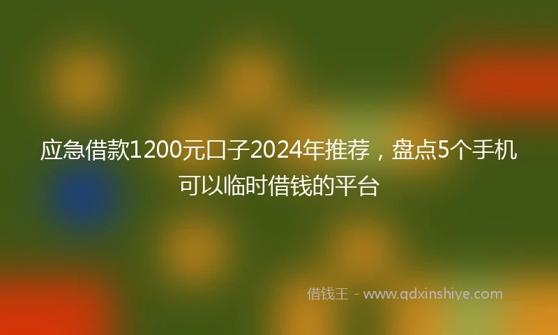 应急借款1200元口子2024年推荐，盘点5个手机可以临时借钱的平台