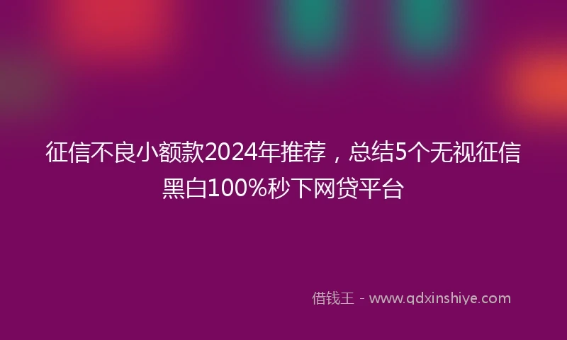 征信不良小额款2024年推荐，总结5个无视征信黑白100%秒下网贷平台