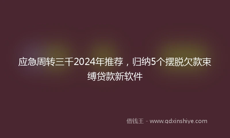 应急周转三千2024年推荐，归纳5个摆脱欠款束缚贷款新软件