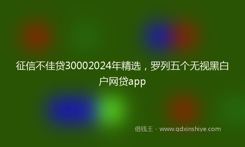 征信不佳贷30002024年精选，罗列五个无视黑白户网贷app