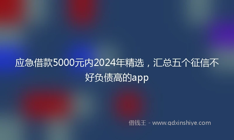 应急借款5000元内2024年精选，汇总五个征信不好负债高的app