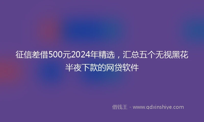 征信差借500元2024年精选，汇总五个无视黑花半夜下款的网贷软件