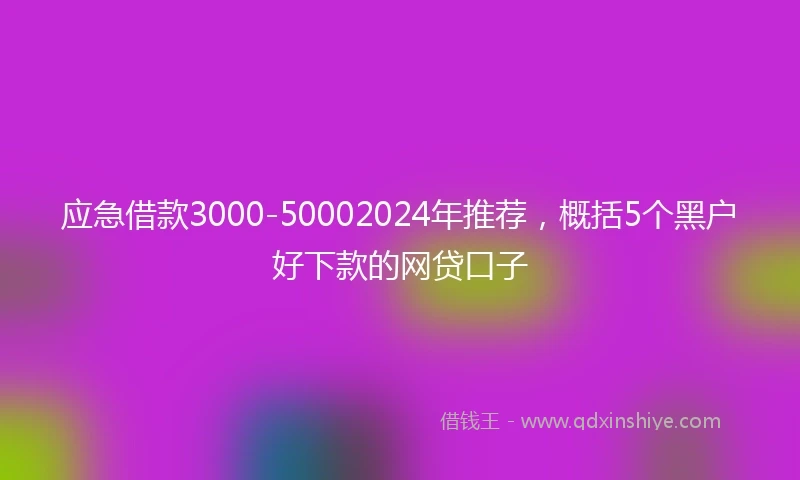 应急借款3000-50002024年推荐，概括5个黑户好下款的网贷口子