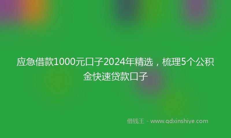 应急借款1000元口子2024年精选，梳理5个公积金快速贷款口子