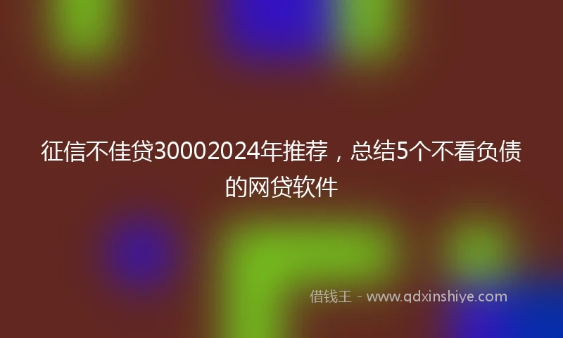 征信不佳贷30002024年推荐，总结5个不看负债的网贷软件