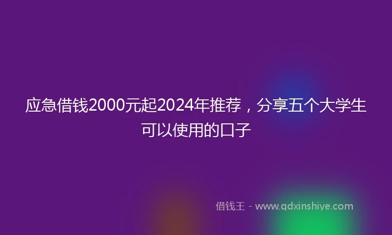 应急借钱2000元起2024年推荐，分享五个大学生可以使用的口子