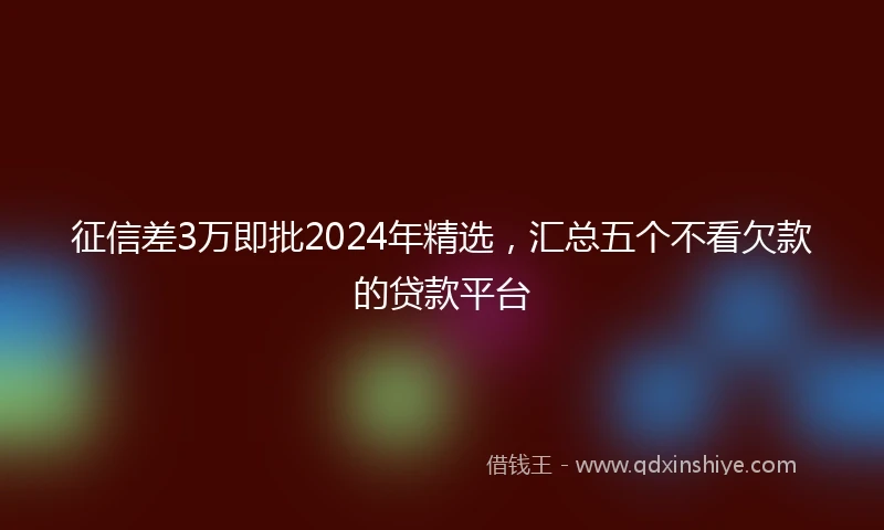 征信差3万即批2024年精选，汇总五个不看欠款的贷款平台