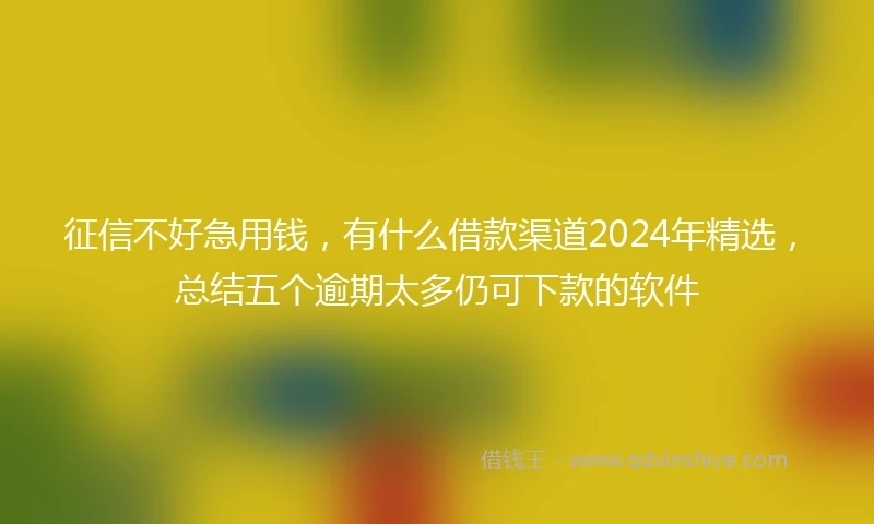 征信不好急用钱，有什么借款渠道2024年精选，总结五个逾期太多仍可下款的软件