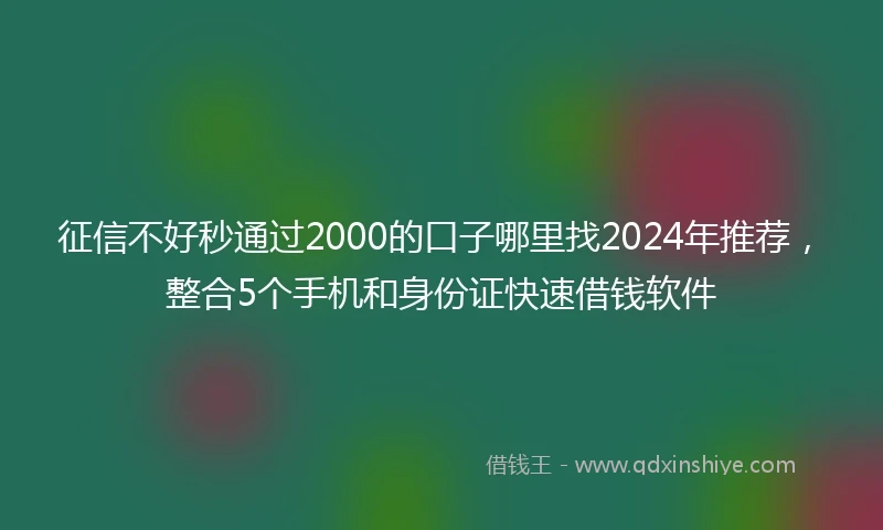 征信不好秒通过2000的口子哪里找2024年推荐，整合5个手机和身份证快速借钱软件