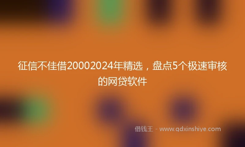 征信不佳借20002024年精选，盘点5个极速审核的网贷软件