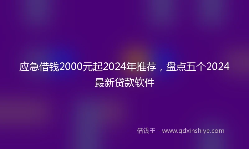 应急借钱2000元起2024年推荐，盘点五个2024最新贷款软件