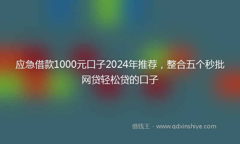 应急借款1000元口子2024年推荐，整合五个秒批网贷轻松贷的口子