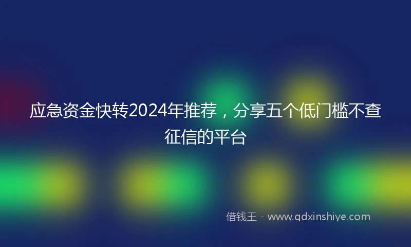应急资金快转2024年推荐，分享五个低门槛不查征信的平台