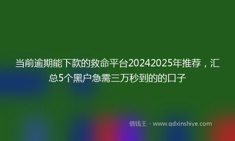 当前逾期能下款的救命平台20242025年推荐，汇总5个黑户急需三万秒到的的口子