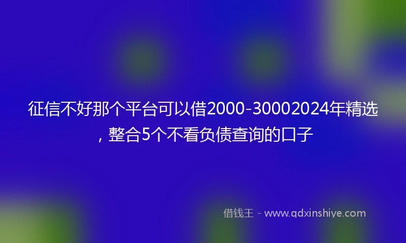 征信不好那个平台可以借2000-30002024年精选，整合5个不看负债查询的口子