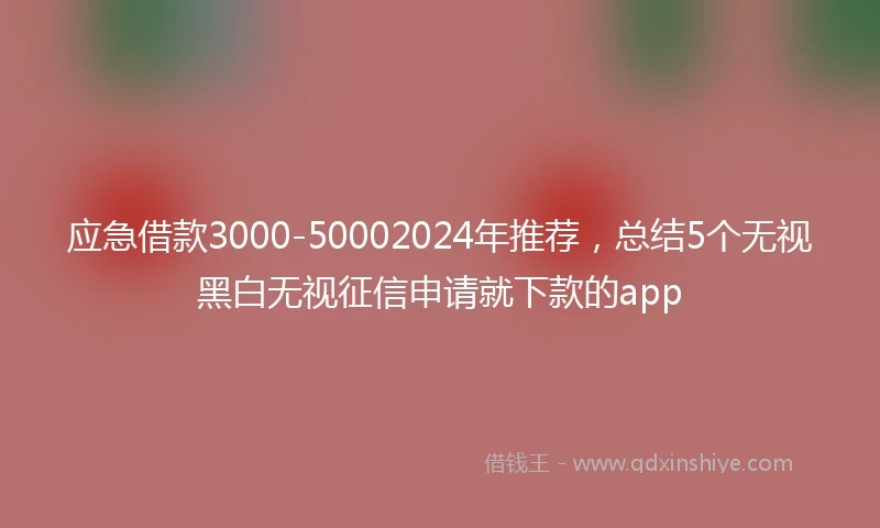 应急借款3000-50002024年推荐，总结5个无视黑白无视征信申请就下款的app