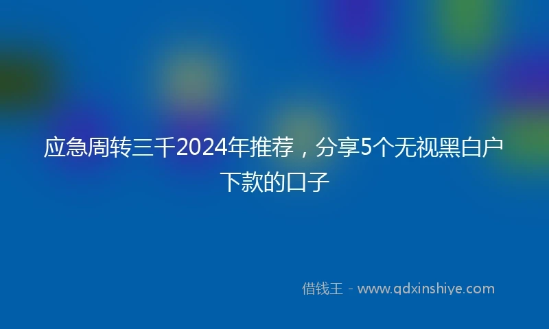 应急周转三千2024年推荐，分享5个无视黑白户下款的口子