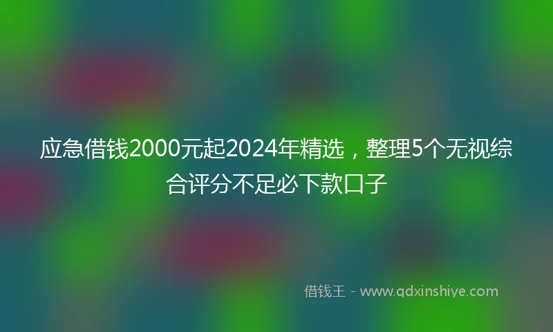 应急借钱2000元起2024年精选，整理5个无视综合评分不足必下款口子