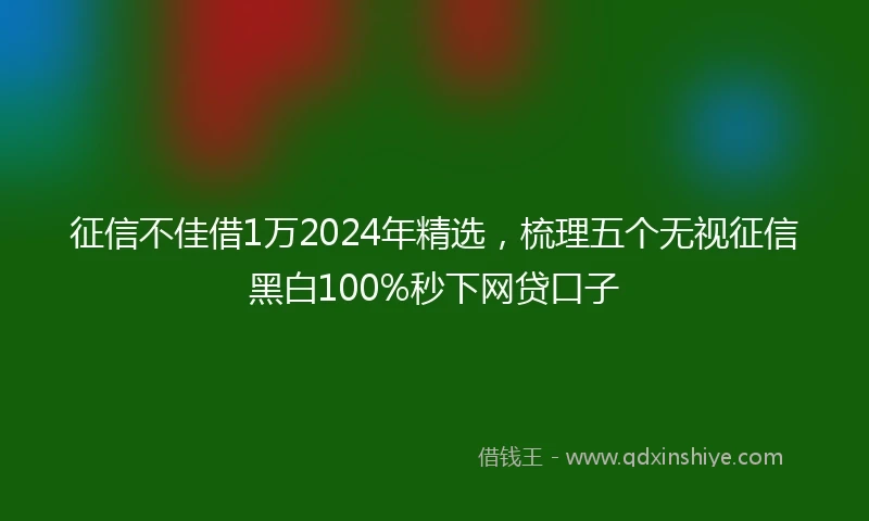 征信不佳借1万2024年精选，梳理五个无视征信黑白100%秒下网贷口子