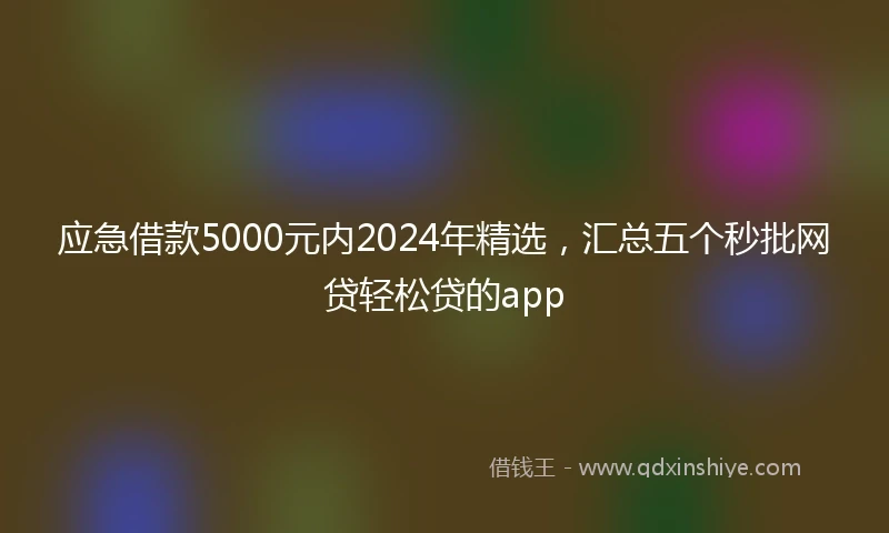 应急借款5000元内2024年精选，汇总五个秒批网贷轻松贷的app