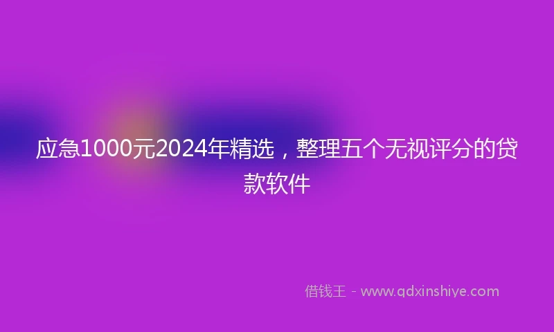 应急1000元2024年精选，整理五个无视评分的贷款软件