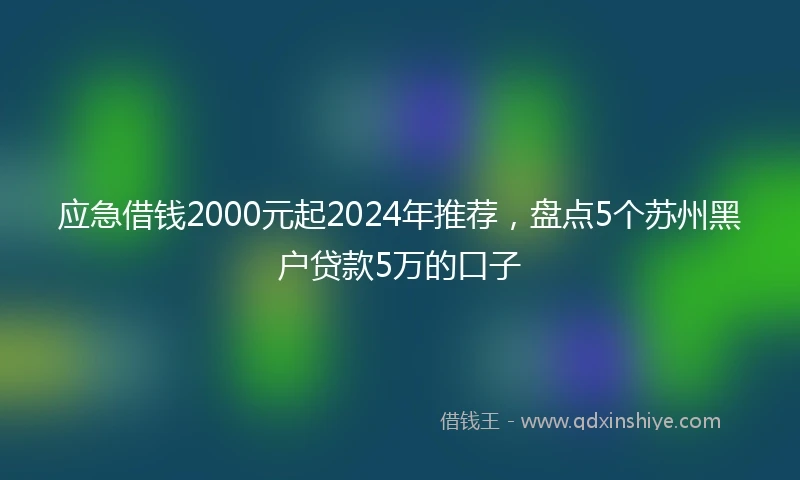 应急借钱2000元起2024年推荐，盘点5个苏州黑户贷款5万的口子