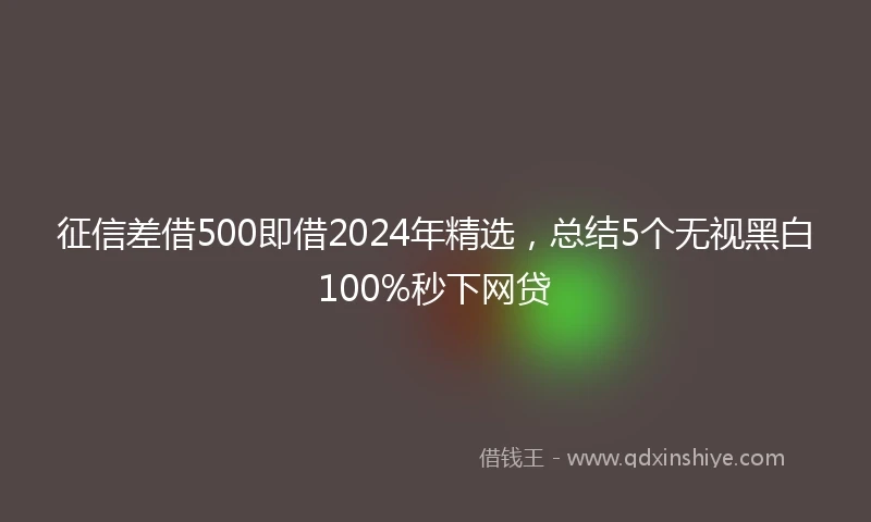 征信差借500即借2024年精选，总结5个无视黑白100%秒下网贷