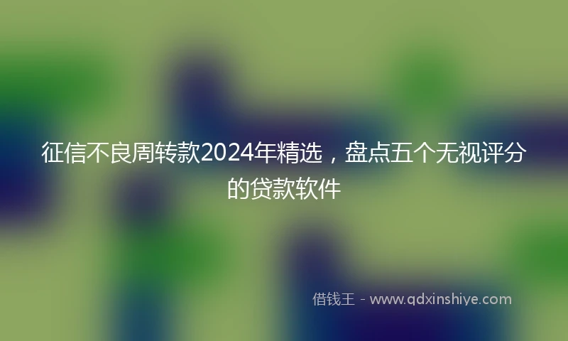 征信不良周转款2024年精选，盘点五个无视评分的贷款软件