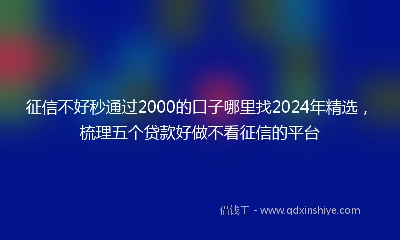 征信不好秒通过2000的口子哪里找2024年精选，梳理五个贷款好做不看征信的平台