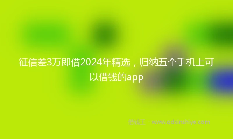 征信差3万即借2024年精选，归纳五个手机上可以借钱的app