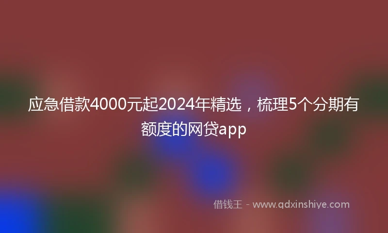 应急借款4000元起2024年精选，梳理5个分期有额度的网贷app