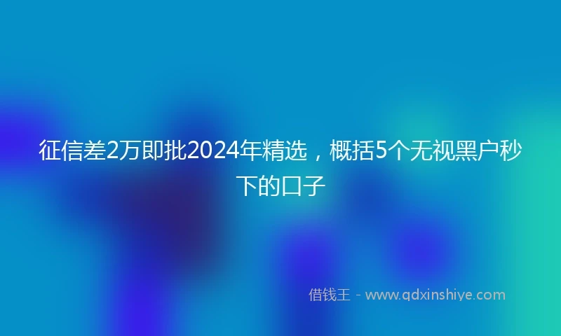 征信差2万即批2024年精选，概括5个无视黑户秒下的口子