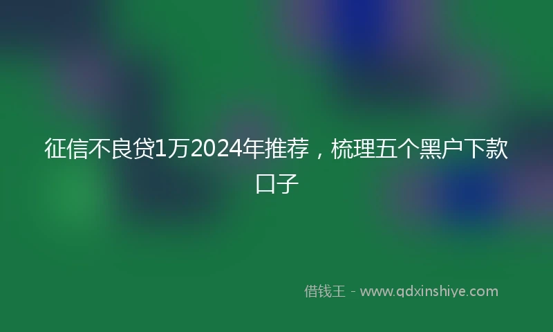 征信不良贷1万2024年推荐，梳理五个黑户下款口子