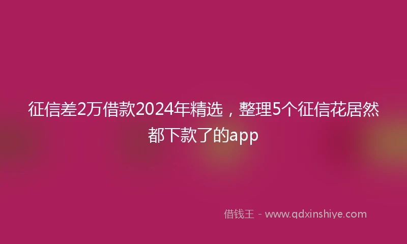 征信差2万借款2024年精选，整理5个征信花居然都下款了的app