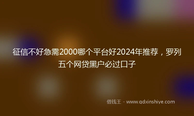 征信不好急需2000哪个平台好2024年推荐，罗列五个网贷黑户必过口子