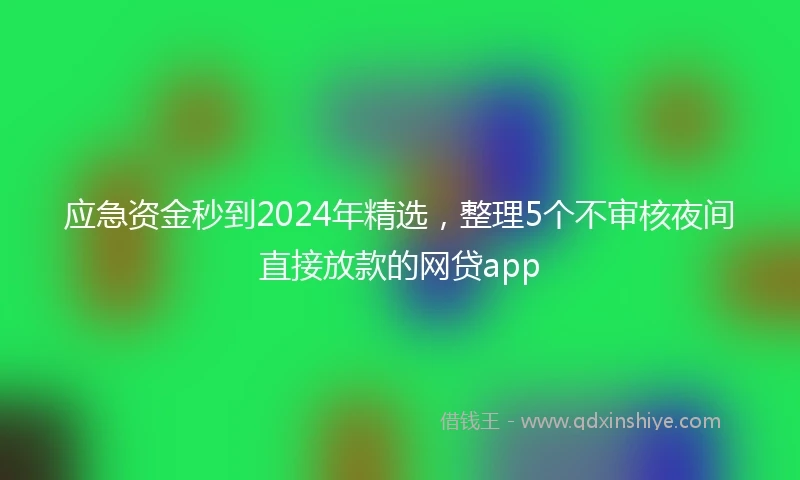应急资金秒到2024年精选，整理5个不审核夜间直接放款的网贷app