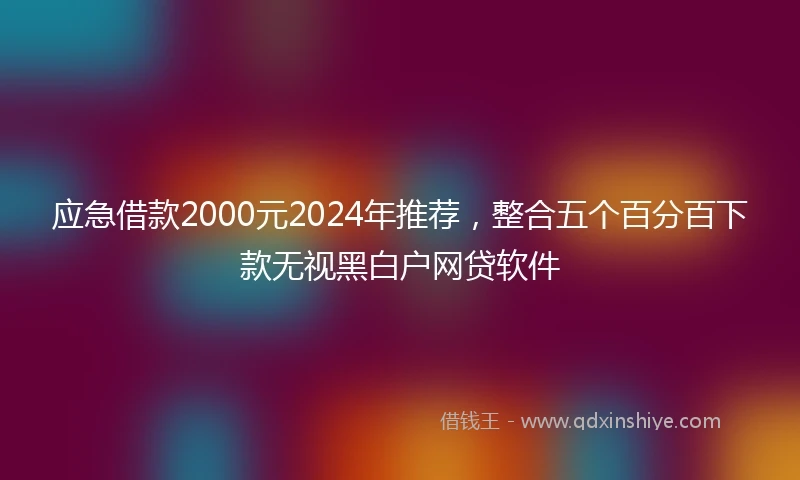 应急借款2000元2024年推荐，整合五个百分百下款无视黑白户网贷软件