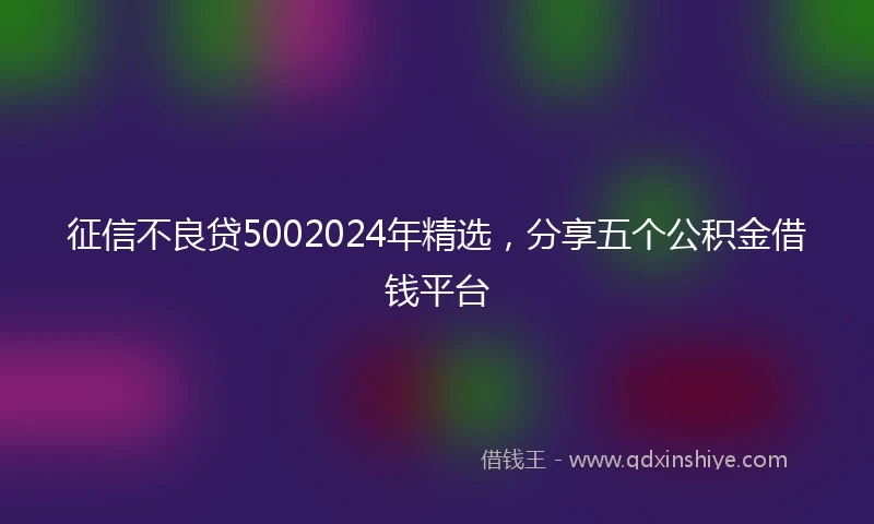 征信不良贷5002024年精选，分享五个公积金借钱平台