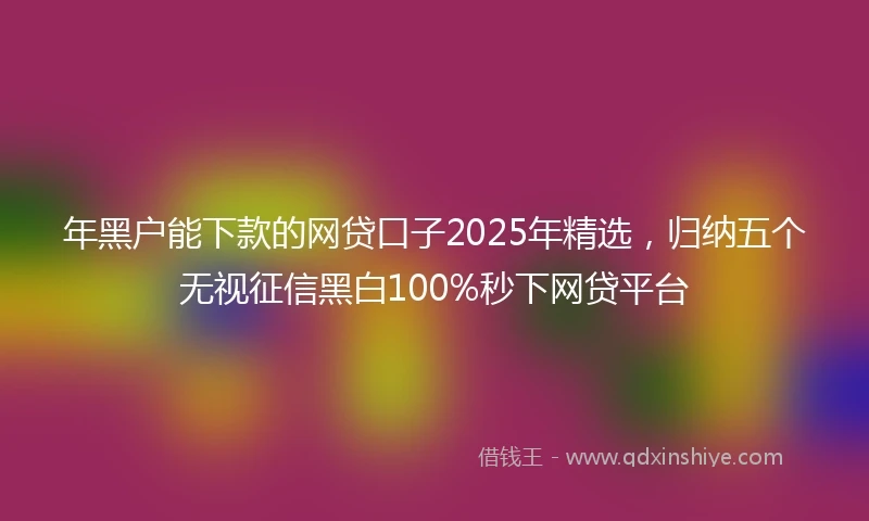 年黑户能下款的网贷口子2025年精选，归纳五个无视征信黑白100%秒下网贷平台