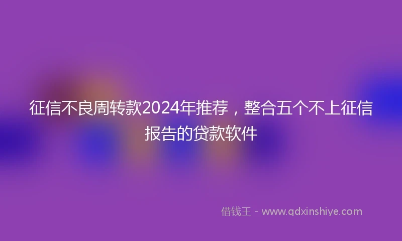 征信不良周转款2024年推荐，整合五个不上征信报告的贷款软件