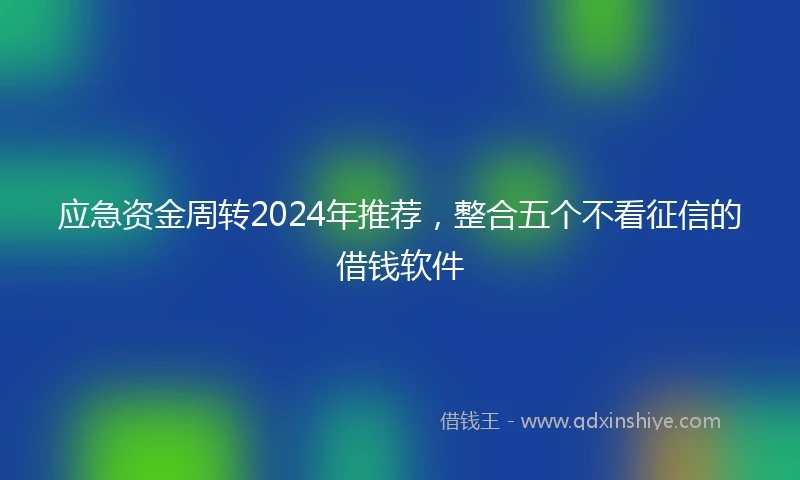 应急资金周转2024年推荐，整合五个不看征信的借钱软件