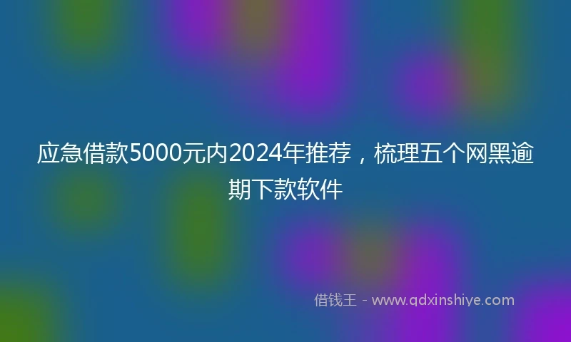 应急借款5000元内2024年推荐，梳理五个网黑逾期下款软件