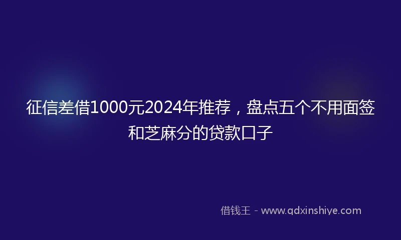 征信差借1000元2024年推荐，盘点五个不用面签和芝麻分的贷款口子