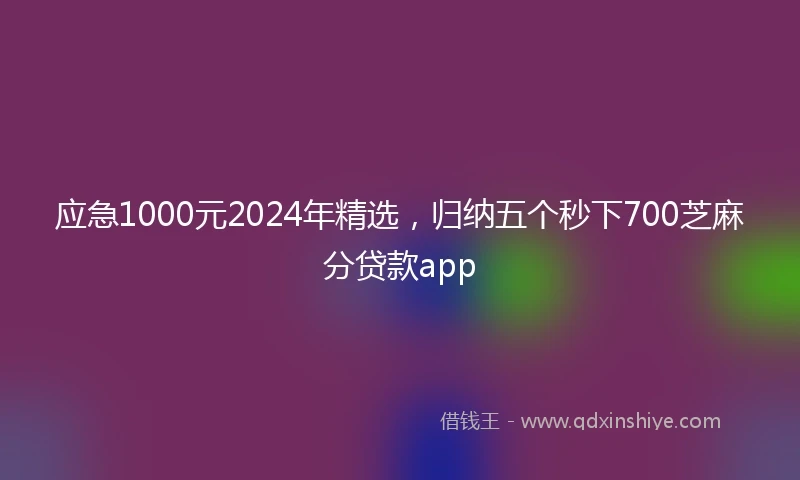 应急1000元2024年精选，归纳五个秒下700芝麻分贷款app