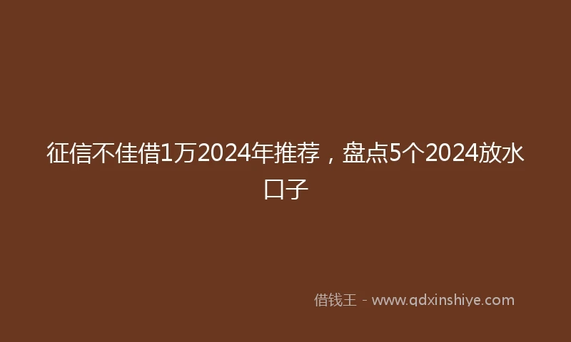征信不佳借1万2024年推荐，盘点5个2024放水口子